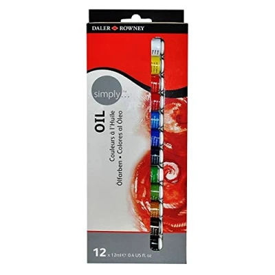 Image of Daler Rowney Simply 12ml Oil Paint Set, 12 Assorted Colours, Ideal for Entry Level Artists &amp; Hobbyists