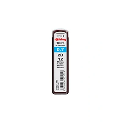 Image of rOtring Lead Refills Hi Polymer for Fine Mechanical Pencils 0.70mm 2B (12 Leads)