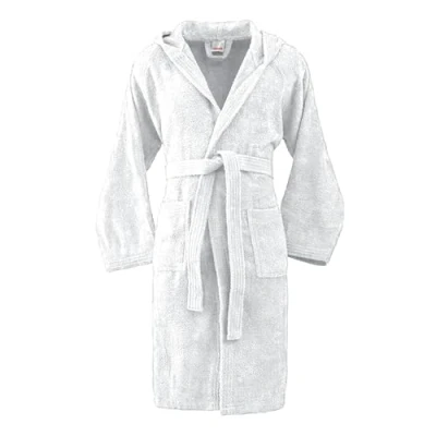 Image of Bassetti Soft 360g Hooded Bathrobe 100% Cotton Men&#039;s Women&#039;s Towelling Plus Sizes ITALY Designed VIVIAN Collection (WHITE 13 M)