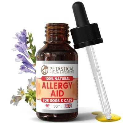 Image of Petastical Allergy Aid for Dogs, Antihistamine Cats, Relief, Anti Itch, Itchy Skin Irritation, Allergies Supplement (50ml)