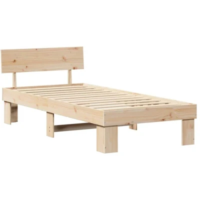 Image of With Headboard Brown 80 x 200 cm Solid pine wood Vidaxl