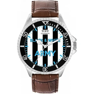 Image of Toff London Football Fans Black and White Army Mens Watch