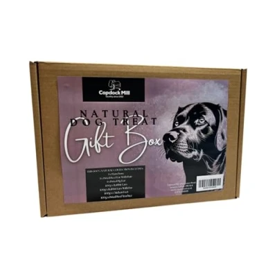 Image of Copdock Mill Natural Dog Treats Gift Box Includes Ham Bone, Dried Beef Ear, Pig Rabbit and Chicken Feet, Trachea, More