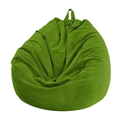 Image of Chickwin Bean Bag Chair Cover, Corduroy Without Filling, for Outdoor and Indoor Relaxation, Lounge Chair, Bedroom Cushion (Olive Green, 100 x 120 cm)