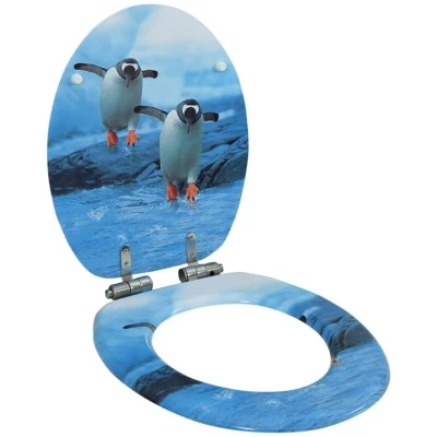 Image of vidaXL WC Toilet Seat with Soft Close Lid MDF Penguin Design