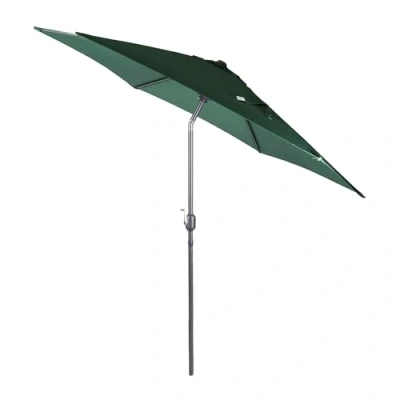 Image of Alfresia 2.7 Metre Parasol Round with Push Button Tilt, Outdoor Table Umbrella Crank Handle, Garden Patio Sun Shade, Grey, Easy Assemble
