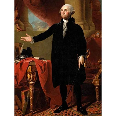 Image of Wee Blue Coo Painting Portrait Stuart President George Washington Art Print Poster Wall Decor 12X16 Inch