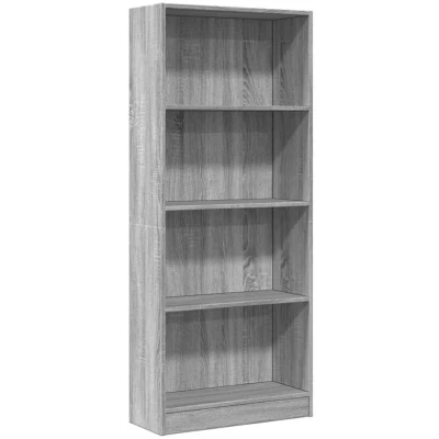 Image of vidaXL Grey Sonoma Bookcase Bookshelf Rack Storage Cabinet Engineered Wood 60 x 24 143 cm Living Room/Bedroom/Hallway
