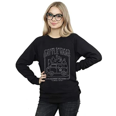Image of Marvel Women&#039;s The Punisher Frank Castle&#039;s Battle Vans Sweatshirt Black Small