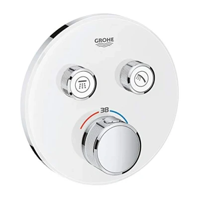 Image of GROHE Grohtherm Smartcontrol Thermostat for Shower Or Bath, Concealed Installation, with Two Valves Round Shape, Moon White, Made In Germany By Eco Friendly and Safety Features 29151LS0