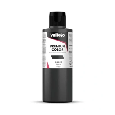 Image of Vallejo VAL63020 Model Paint, Black, 200 ml (Pack of 1)