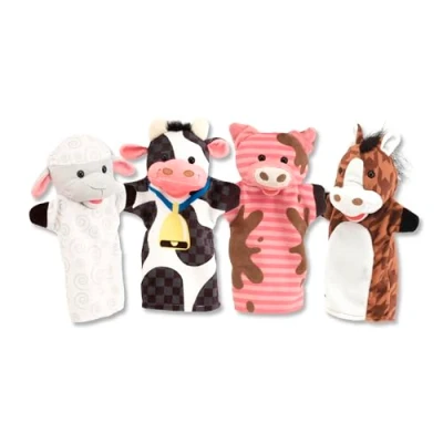 Image of Melissa &amp; Doug Farm Hands Animal Puppets, Puppets and Theaters, Soft Toy, 2+ years, Gift for Boy or Girl