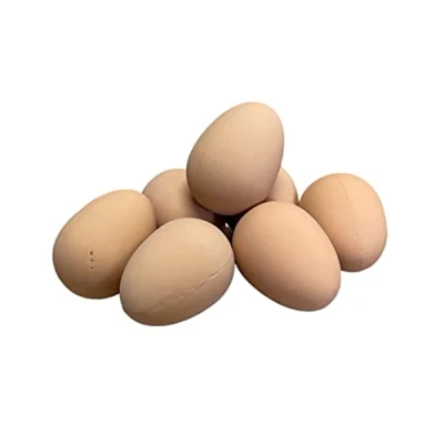 Image of Imitation Chicken Poultry Hen eggs [3 Pack] Weighted Rubber Dummy Fake Helps Encourage laying or prevent eating (3x Eggs)