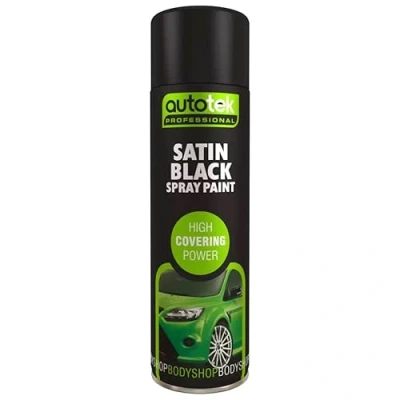 Image of Autotek Professional High Covering Power Spray Paint, Satin Black, 500 ml