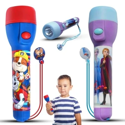 Image of SRV Hub 2PCs LED Big Torches, Kids Night Light Torches Super Bright for Xmas Birthday Gifts Plastic LEDs Flashlight Toy 3+ Years Size 16cm (Frozen and Paw Patrol)