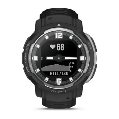 Image of Garmin Instinct Crossover, Hybrid Rugged Smartwatch, Analogue Hands and Digital Display, Ultratough Design Features, Thermal Shock Resistant, Up to 28 days battery life, Black