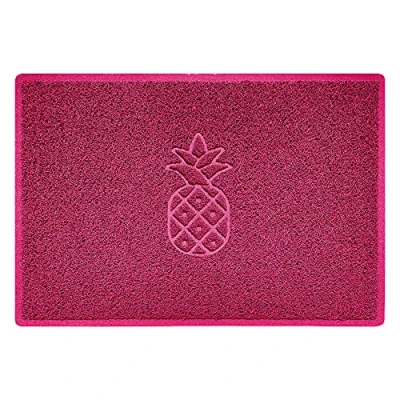 Image of Nicoman Pineapple Embossed Shape Door Mat Dirt Trapper Washable Barrier Doormat (Use Indoor or Sheltered Outdoor) (90x60cm/3x2ft,Large) Pink