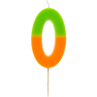 Image of Talking Tables Orange and Green Number 0 Candle for Cakes Colourful Birthday Cake Topper Decorations Kids Party, Boys, Girls, Anniversary, Milestone