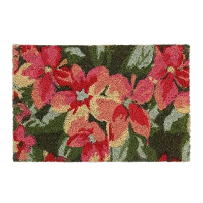 Image of Relaxdays Doormat Coir Flower Blossom, 40 x 60 cm, Door Mat Inside &amp; Outside, Non Slip Wiper, Rectangular, Multicoloured