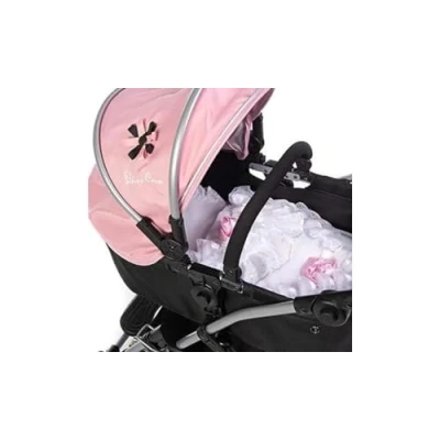 Image of Roma Dolls Pram 2 Piece Bedding Set white and pink rose