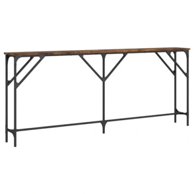 Image of vidaXL Console Table Smoked Oak Engineered Wood with Metal Frame Construction for Living Room and Hallway
