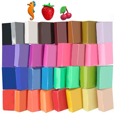 Image of Super Valuable 32 Colors Small Block Polymer Clay Set Oven Bake Clay, Tomorotec CPSC Conformed Non Toxic Molding DIY Baking for Kids, Artists (Softer)
