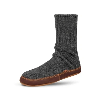 Image of Acorn Unisex Original Slipper Socks, Charcoal Ragg Wool, 3/4 UK
