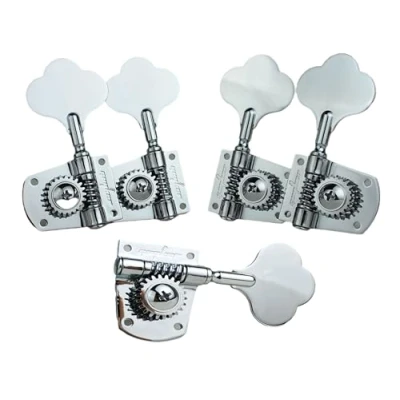 Image of Guyker Bass Machine Head (3R + 2L) 1:21 Ratio Gear Open Frame Tuners Tuning Key Pegs Replacement for Electric Jazz Guitar or Precision Instruments, Chrome