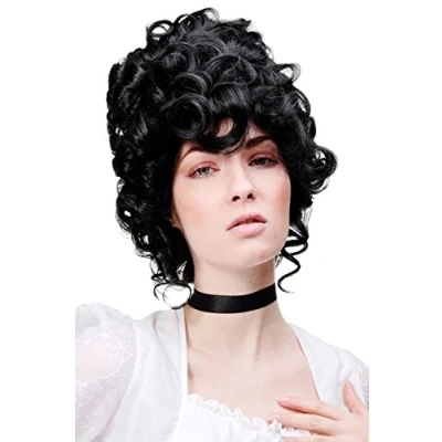 Image of Wig ME UP GFW1675 1B Lady Quality Cosplay Theater Rococo Baroque Noblewoman Aristocrat Queen Marie Antoinette Countess beehive tall black