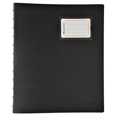 Image of Exacompta Ref 86334E Exactive PP Display Book Suitable for A4 Documents, 30 Pockets, 60 Viewing Pages, 5 Coloured Dividers, 0.7mm Rigid Polypropylene Black