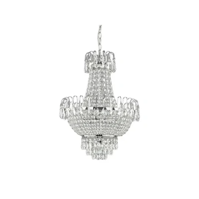 Image of Lindby Glossy chrome crystal pendant light Casparia