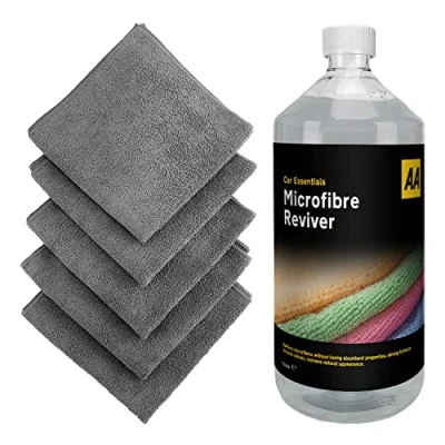 Image of AA Car Essentials Microfibre Reviver and Softener 1 Litre Concentrate with 5 x Cloths