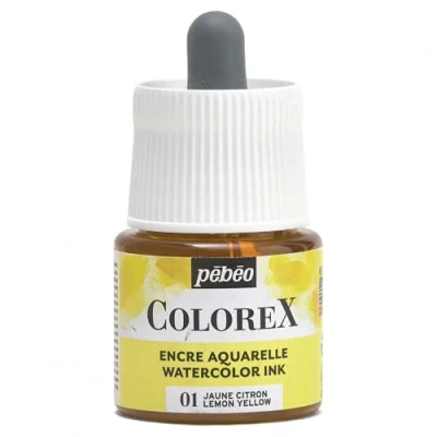 Image of Pébéo Colorex Ink 45 ml Lemon Yellow Watercolour Velvety Multi Tool Drawing for All Media
