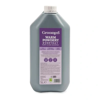Image of Groomers Everyday Dog Grooming Shampoo Deodorising &amp; Conditioning Easy Rinse Formulation pH Balanced and Paraben Free Cruelty Vegan Friendly 5 Litre Concentrate (Warm Powdery)
