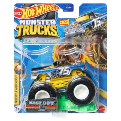 Image of Hot Wheels Monster Trucks New for 2023 1:64 Scale (Bigfoot 75 Freestyle Wreckers 9/11)