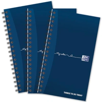 Image of Oxford My Notes, To Do List Notebook, Wirebound, 230 Page, Navy Blue, White (3 pack)