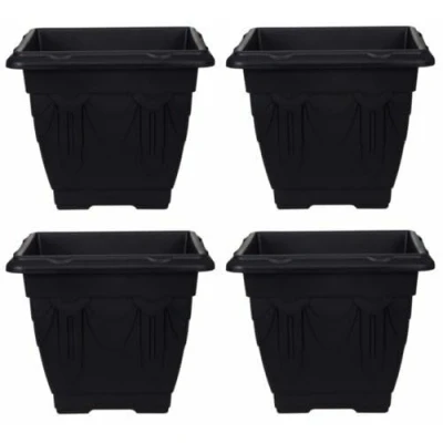 Image of Whitefurze 38cm Venetian Square Planter, Black