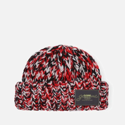 Image of Ganni Graphic Cable Knit Wool Beanie