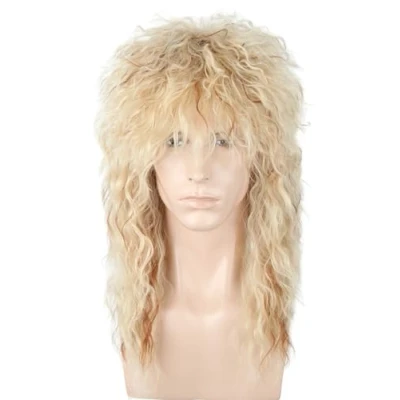 Image of LeMarnia Men or Women 70s 80s Heavy Metal Rocker Blonde Wig Mullet Halloween Costume Party Wig（WG157）