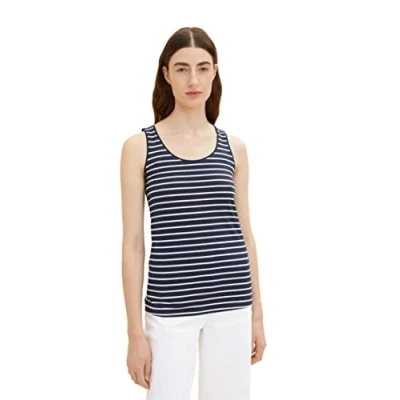 Image of TOM TAILOR Ladie&#039;s 1036260 Top, 12502 Stripe Blue, XS