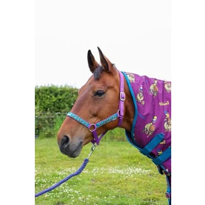 Image of Hy Equestrian Thelwell Collection Pony Friends Head Collar &amp; Lead Rope Imperial Purple/Pacific Blue (Pony)