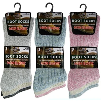 Image of 3 Pairs Womens Non Elastic Wool Blend Thermal Diabetic Boot Socks Thick Warm 4 8