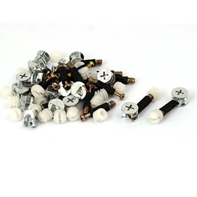 Image of Sourcingmap 3 in 1 Furniture Connecting Kit 15mm OD Cam Fitting, 6x35mm Dowel Screws, 11mm Pre Inserted Nut 20 Sets