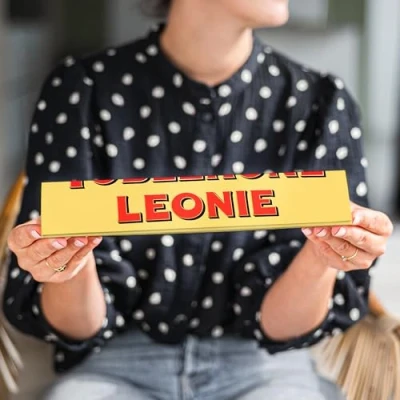 Image of Personalised Toblerone bar Personalise the with name of your choice, Milk chocolate honey almond nougat (360 Grams)