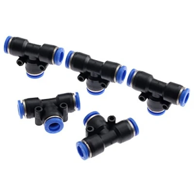 Image of 5pcs Water Hose Quick Connect T Junction PE8 Pneumatic Air 3 Way Fittings Connector 8mm Tube