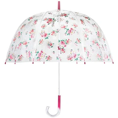 Image of Cath Kidston Grove Bunch Birdcage Clear Dome Shape Ladies Walking Umbrella 8F3755