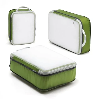 Image of Cipway Compression Travel Packing Cubes,Mesh Design Lightweight Bags Organiser for Backpack Suitcases Home Storage(Green 3pcs)