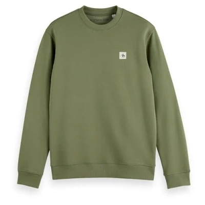 Image of Scotch &amp; Soda Essential Badge CREW Sweatshirt, Men&#039;s, Size: Small, Green ivy
