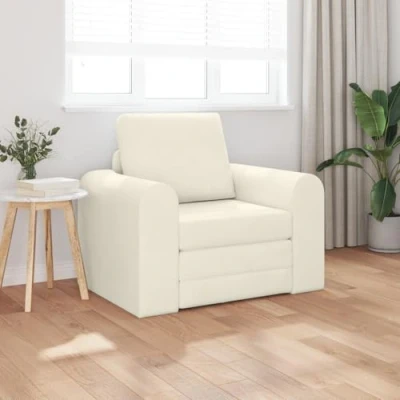 Image of vidaXL Floor Sofa Bed 2 in 1 Cream 98x71x83 cm Velvet