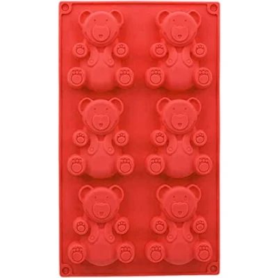 Image of Selecto Bake 6 Cavity Teddy Bear Silicone Moulds Love Cupcake Mould Candy Mold for Your Holiday Cake, Soap, Ice Cube, Gummy, Cookie, Jelly, Candy, Pudding